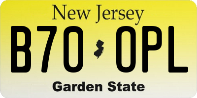 NJ license plate B70OPL