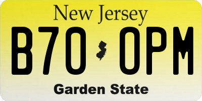 NJ license plate B70OPM