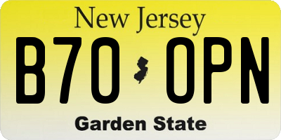NJ license plate B70OPN