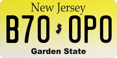 NJ license plate B70OPO