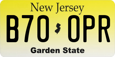 NJ license plate B70OPR