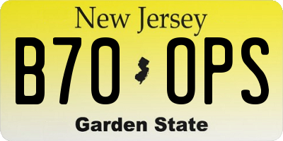 NJ license plate B70OPS
