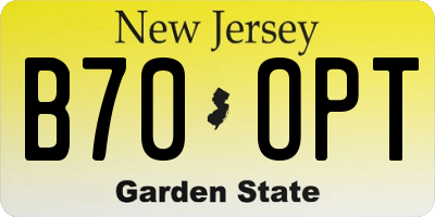 NJ license plate B70OPT