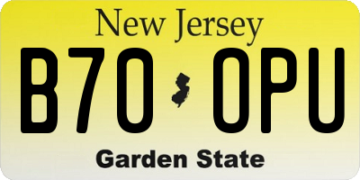 NJ license plate B70OPU