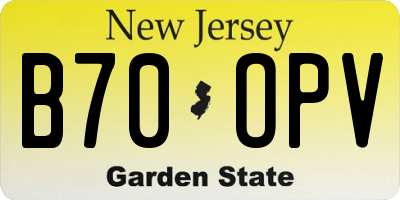 NJ license plate B70OPV