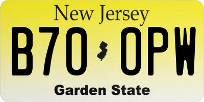 NJ license plate B70OPW