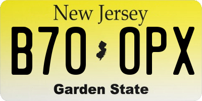 NJ license plate B70OPX