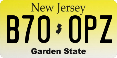 NJ license plate B70OPZ