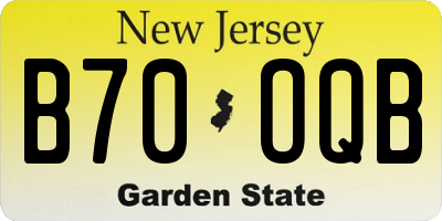 NJ license plate B70OQB