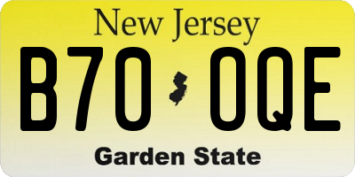 NJ license plate B70OQE