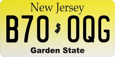 NJ license plate B70OQG