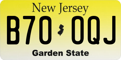 NJ license plate B70OQJ