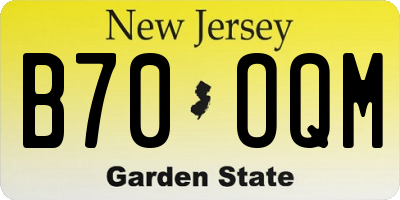 NJ license plate B70OQM