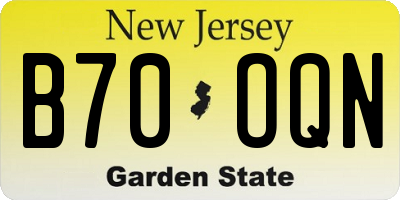 NJ license plate B70OQN