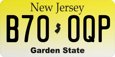 NJ license plate B70OQP