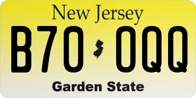 NJ license plate B70OQQ