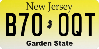 NJ license plate B70OQT