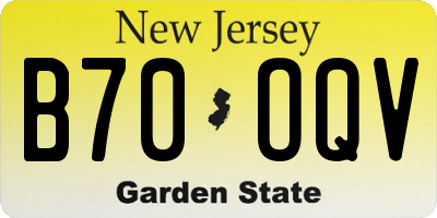 NJ license plate B70OQV