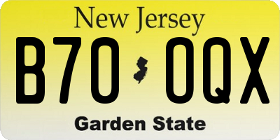 NJ license plate B70OQX