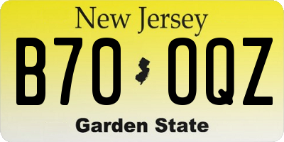 NJ license plate B70OQZ