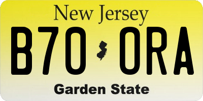 NJ license plate B70ORA