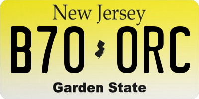 NJ license plate B70ORC