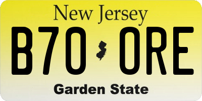NJ license plate B70ORE