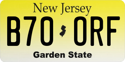 NJ license plate B70ORF
