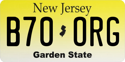 NJ license plate B70ORG