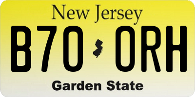 NJ license plate B70ORH