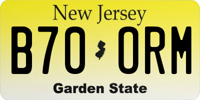 NJ license plate B70ORM