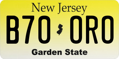 NJ license plate B70ORO