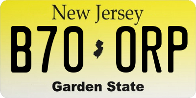 NJ license plate B70ORP