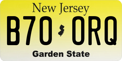 NJ license plate B70ORQ