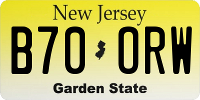 NJ license plate B70ORW