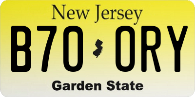 NJ license plate B70ORY