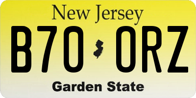 NJ license plate B70ORZ
