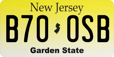 NJ license plate B70OSB