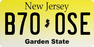 NJ license plate B70OSE
