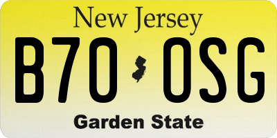NJ license plate B70OSG