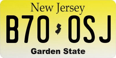 NJ license plate B70OSJ