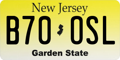NJ license plate B70OSL