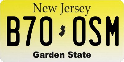 NJ license plate B70OSM