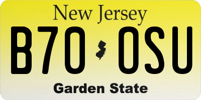 NJ license plate B70OSU