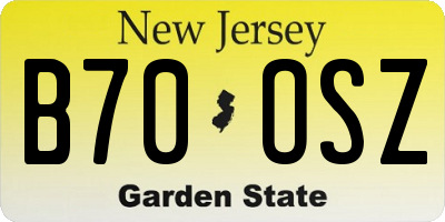 NJ license plate B70OSZ