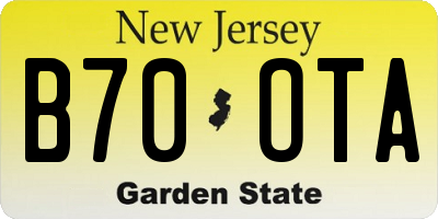 NJ license plate B70OTA