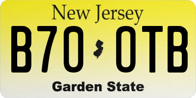 NJ license plate B70OTB