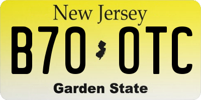 NJ license plate B70OTC