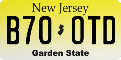 NJ license plate B70OTD