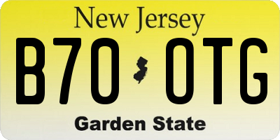 NJ license plate B70OTG